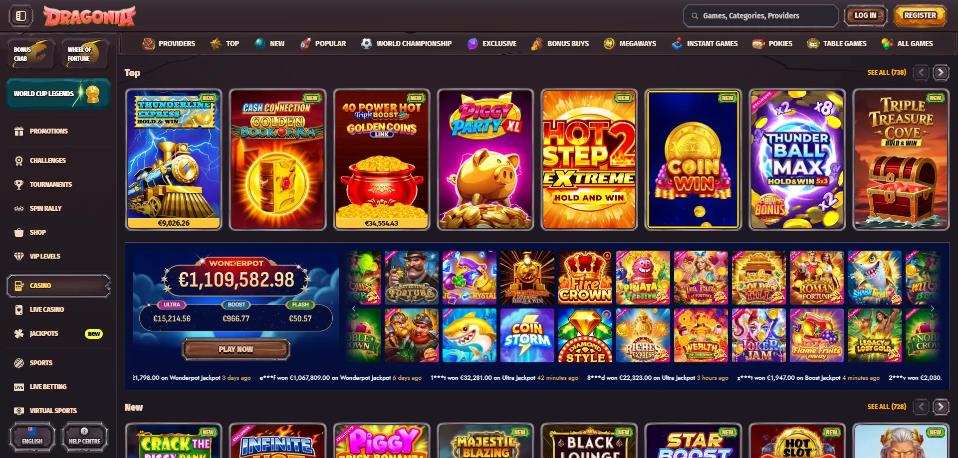 Dragonia Casino NZ slot games &ndash; 5000 plus titles from top providers